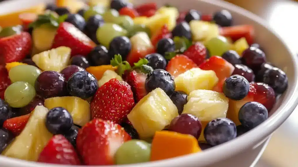 Fresh fruit salad with honey-lime dressing