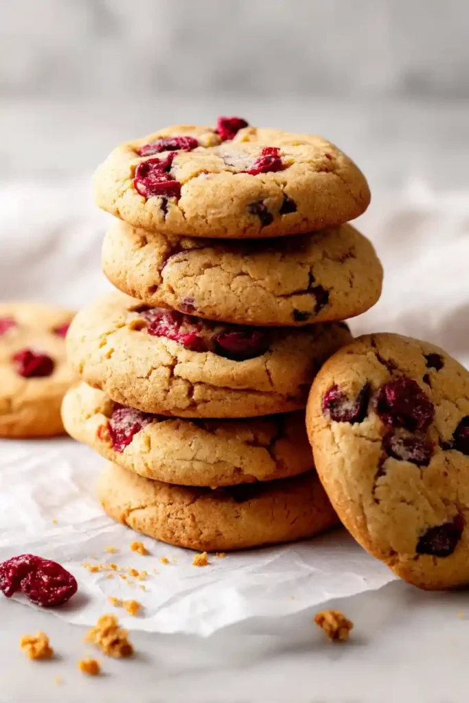 Cherry cookies recipe served on parchment paper