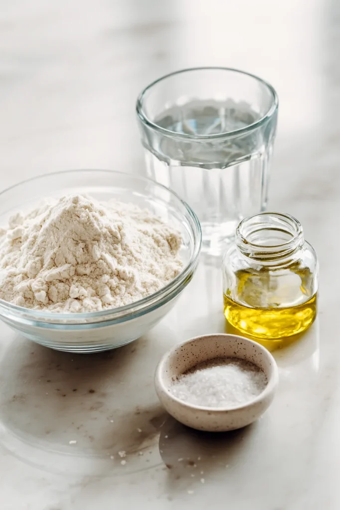 sourdough sandwich bread ingredients flatlay