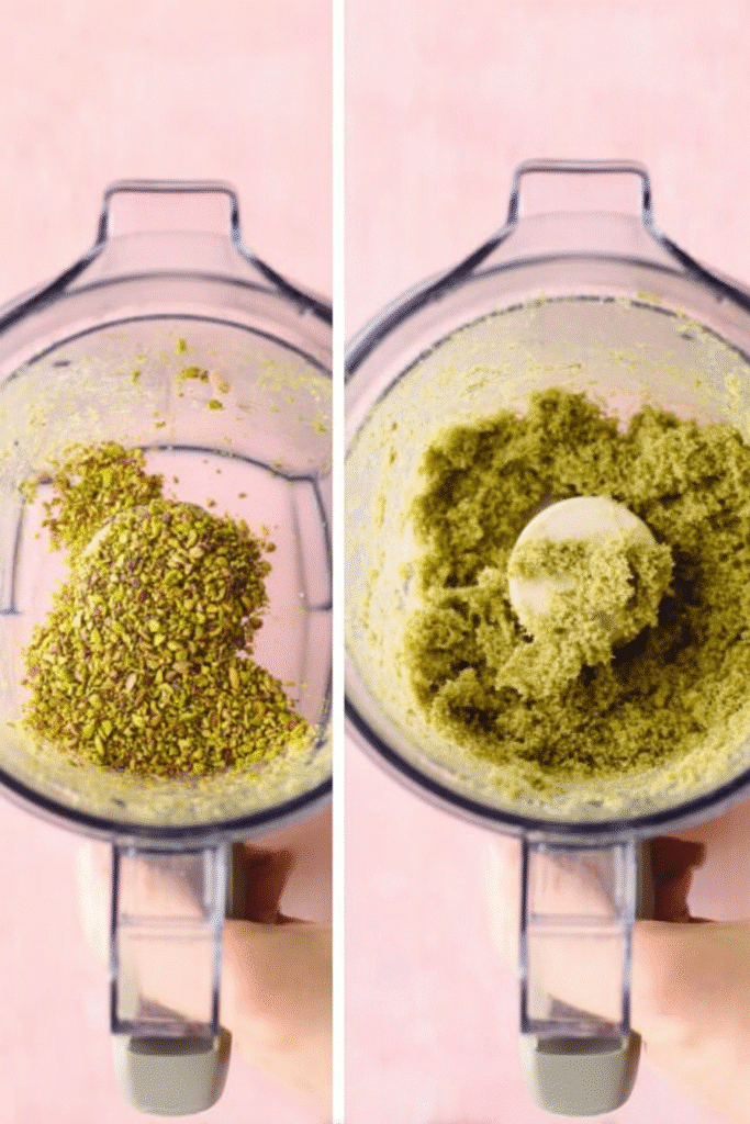 Blending Stages of Homemade Pistachio Butter