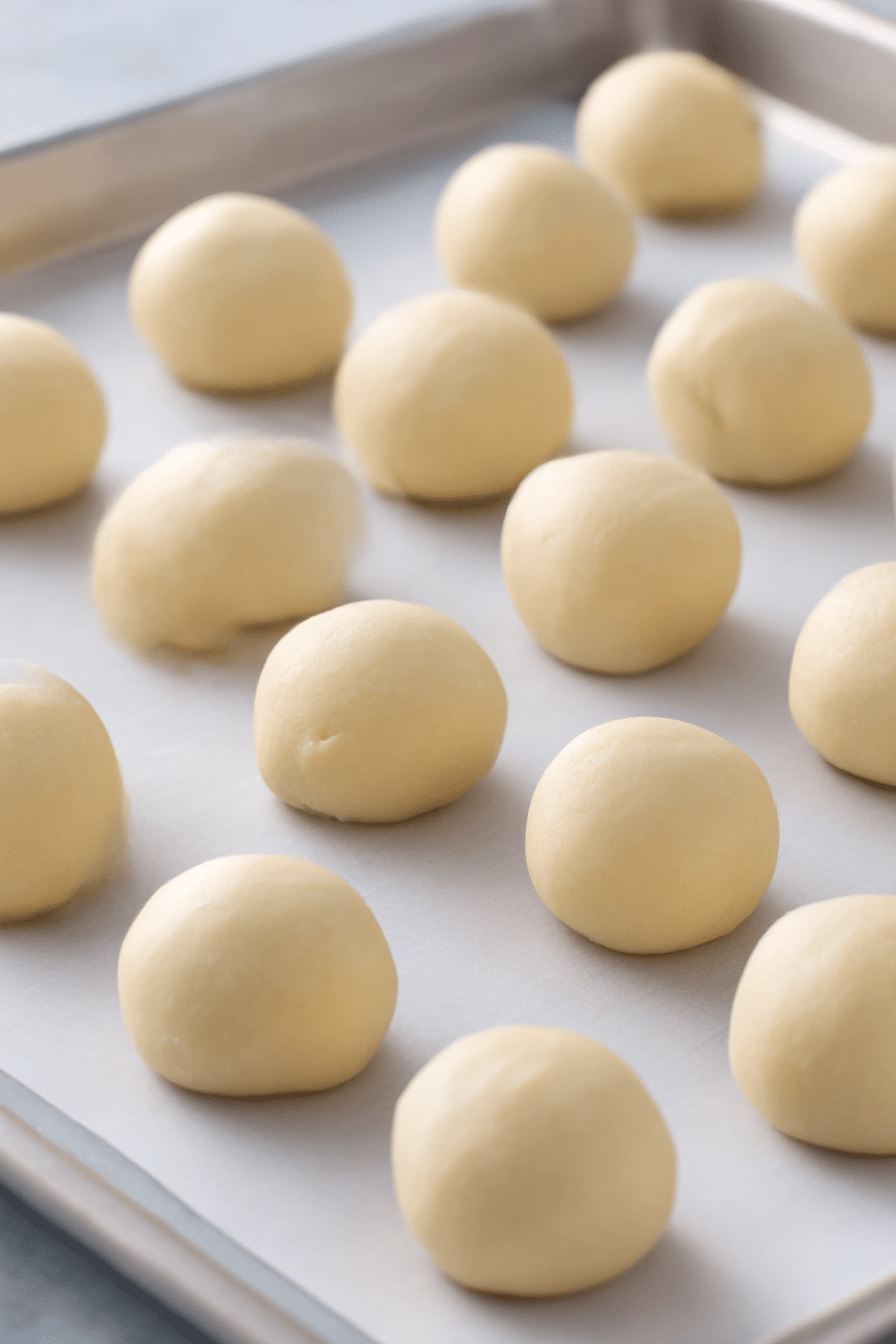 This step-by-step photo captures the smooth cream cheese cookie dough before baking—ideal for guiding readers through the recipe process.