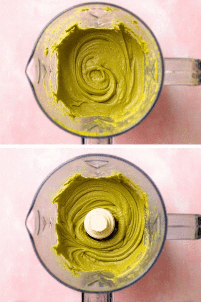 These final blending visuals show the ideal creamy texture of pistachio butter—smooth, rich, and ready to enjoy or store.