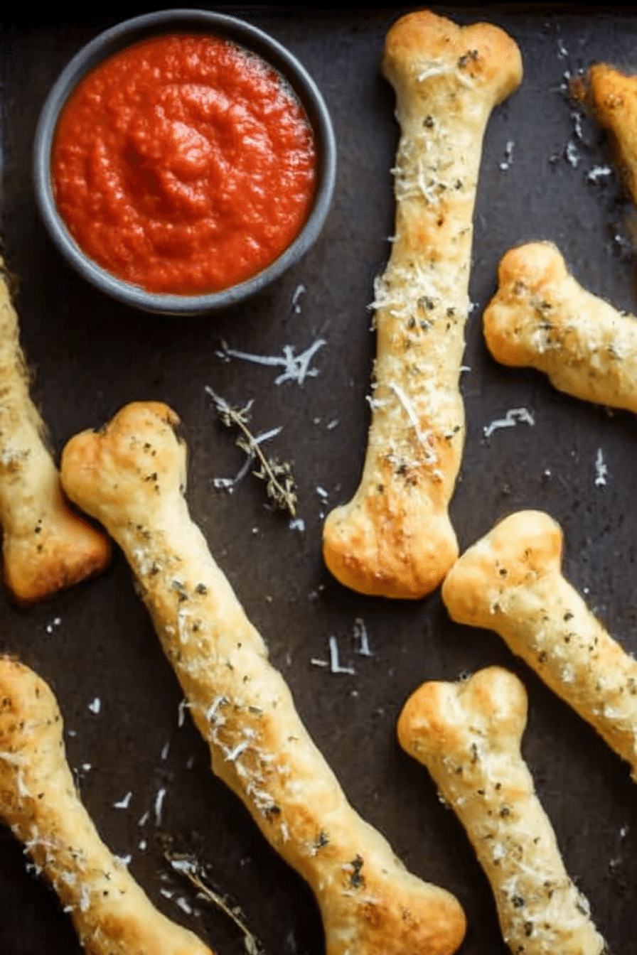 Cheesy Halloween Breadstick Bones