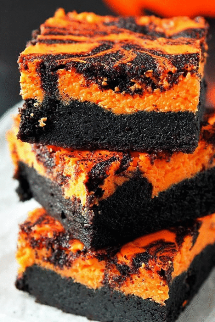 Halloween Swirl Cream Cheese Brownies – Bold Black Orange Treats