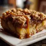 Salted Caramel Apple Crumble Bars Close-Up