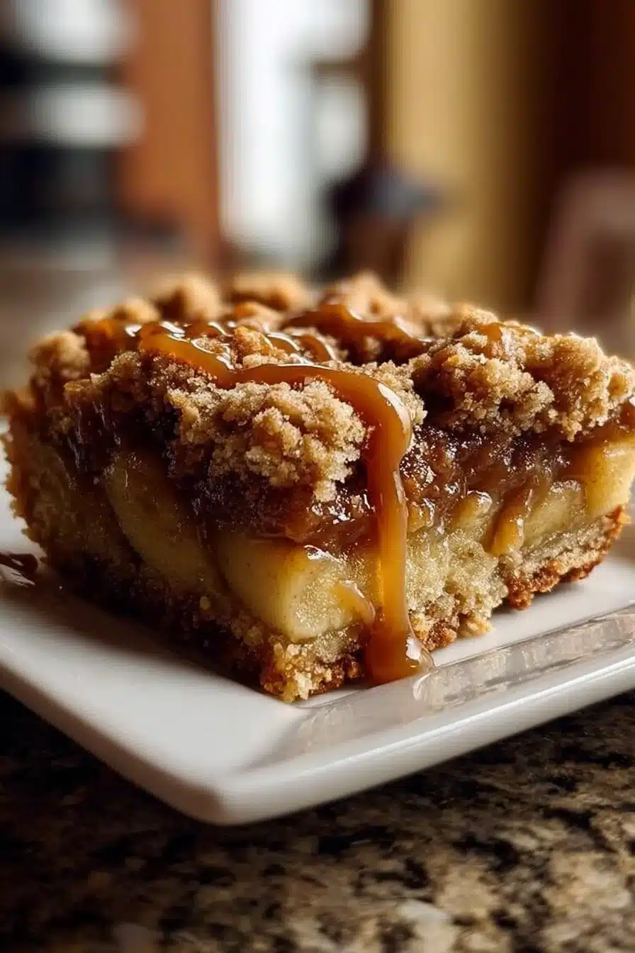 Salted Caramel Apple Crumble Bars Close-Up