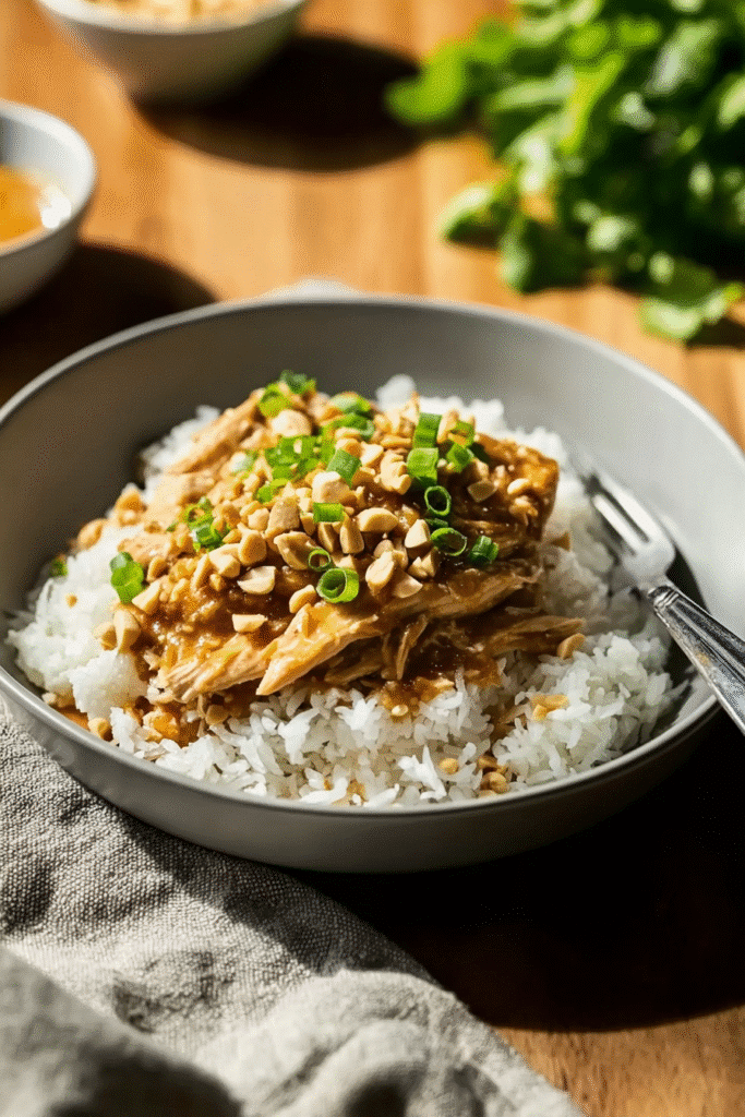 Slow Cooker Peanut Chicken with Rice