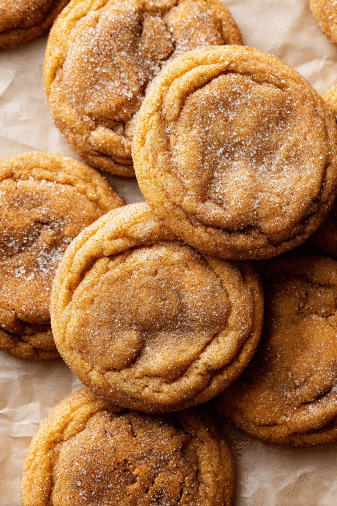 chewy pumpkin snickerdoodle cookies cozy close up