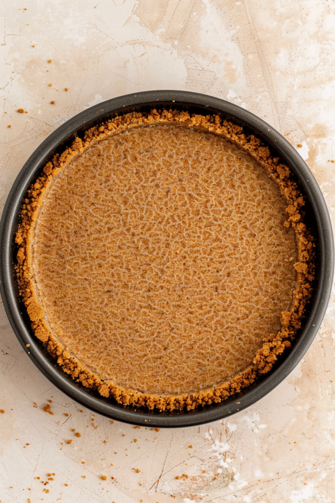 graham cracker crust in cheesecake pan