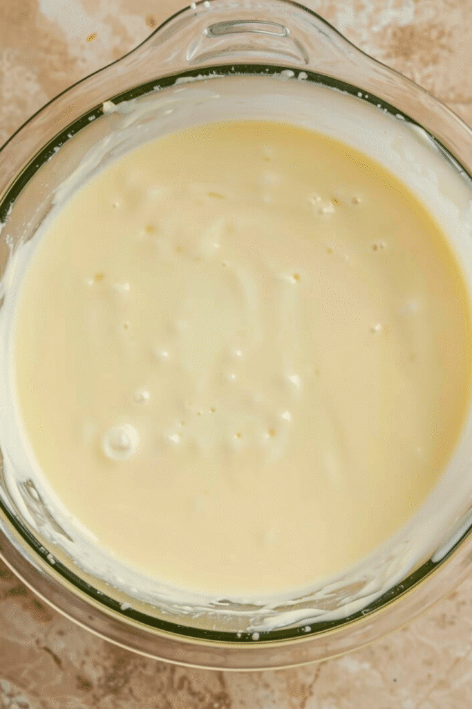 cheesecake batter in crust before baking