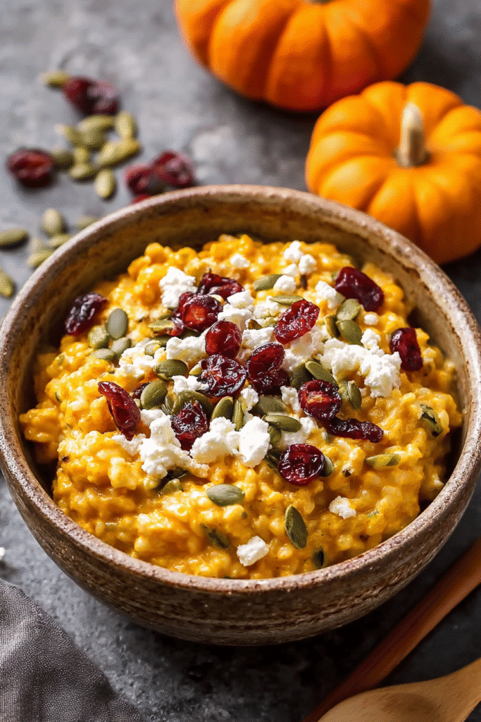 Baked Pumpkin Goat Cheese Risotto Recipe Baked Pumpkin Goat Cheese Risotto Recipe