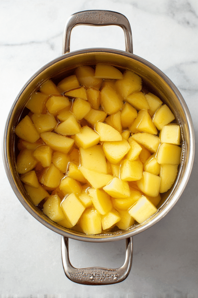 Boiling Potatoes for Rosemary Garlic Mashed Potatoes