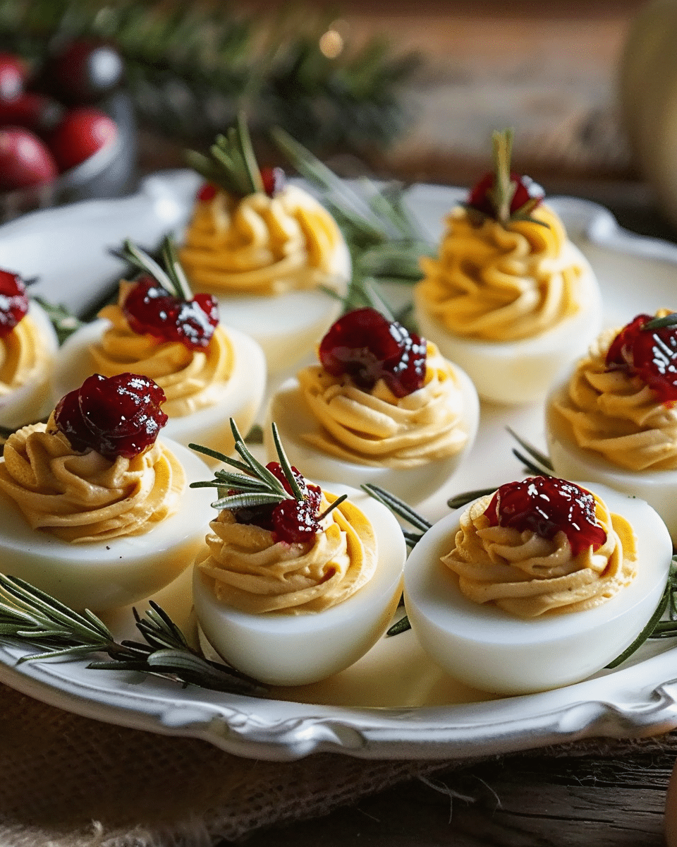 Thanksgiving recipes Harvest Cranberry Deviled Eggs