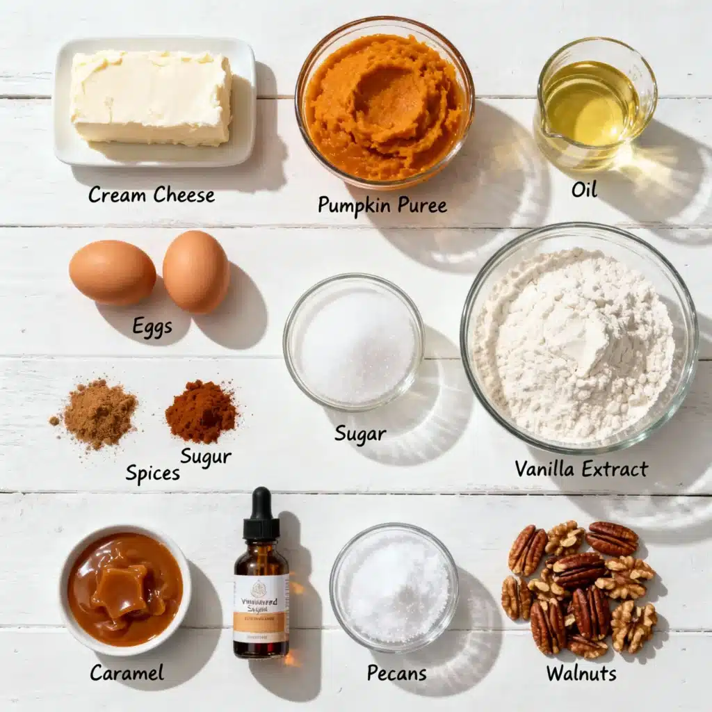 ingredients for the Pumpkin Cream Cheese Swirl bars,