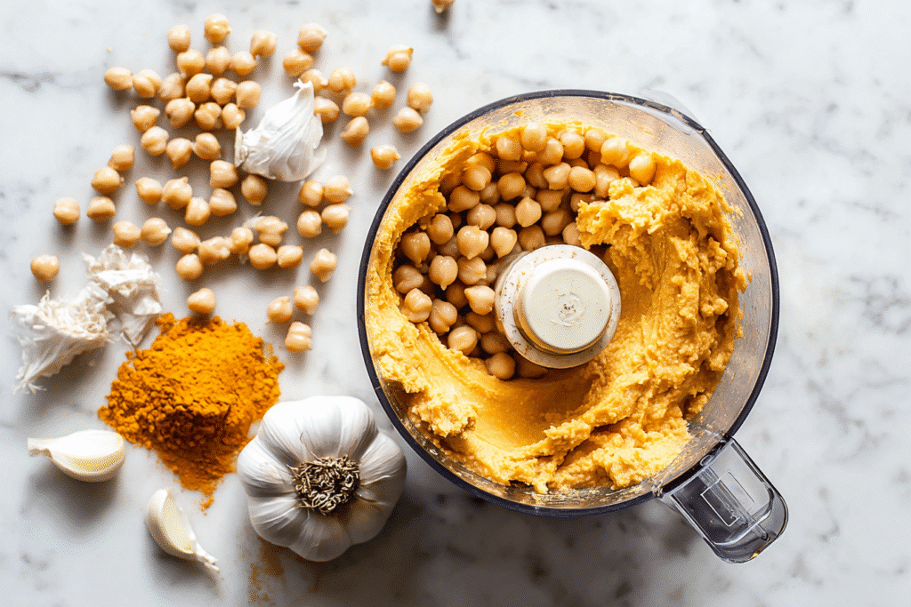 Pumpkin Hummus Ingredients in Food Processor