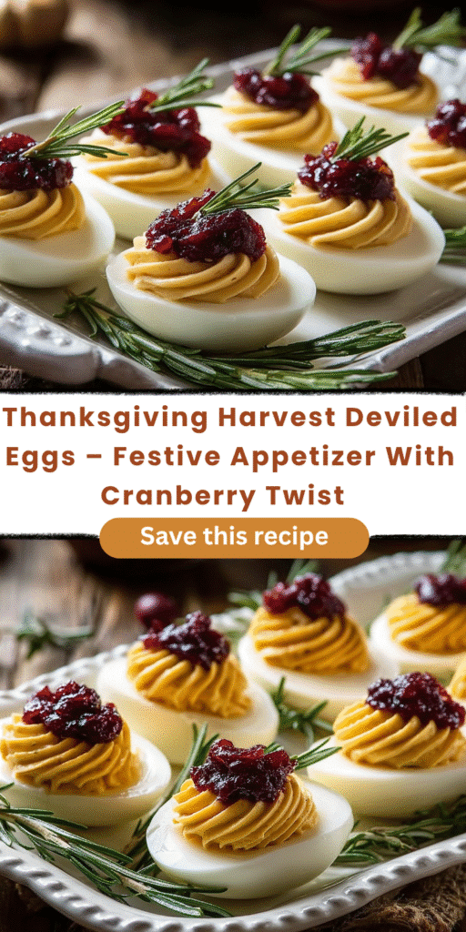 Thanksgiving Harvest Deviled Eggs – Festive Appetizer With Cranberry Twist  