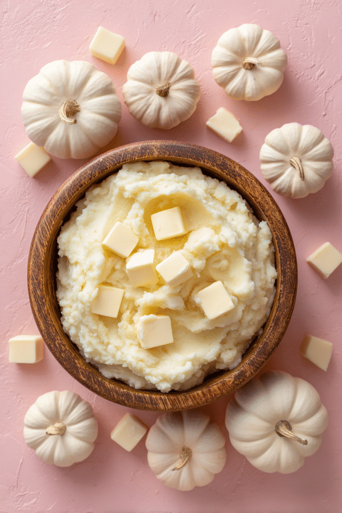 thanksgiving resource guide mashed potatoes in wooden bowl with butter
