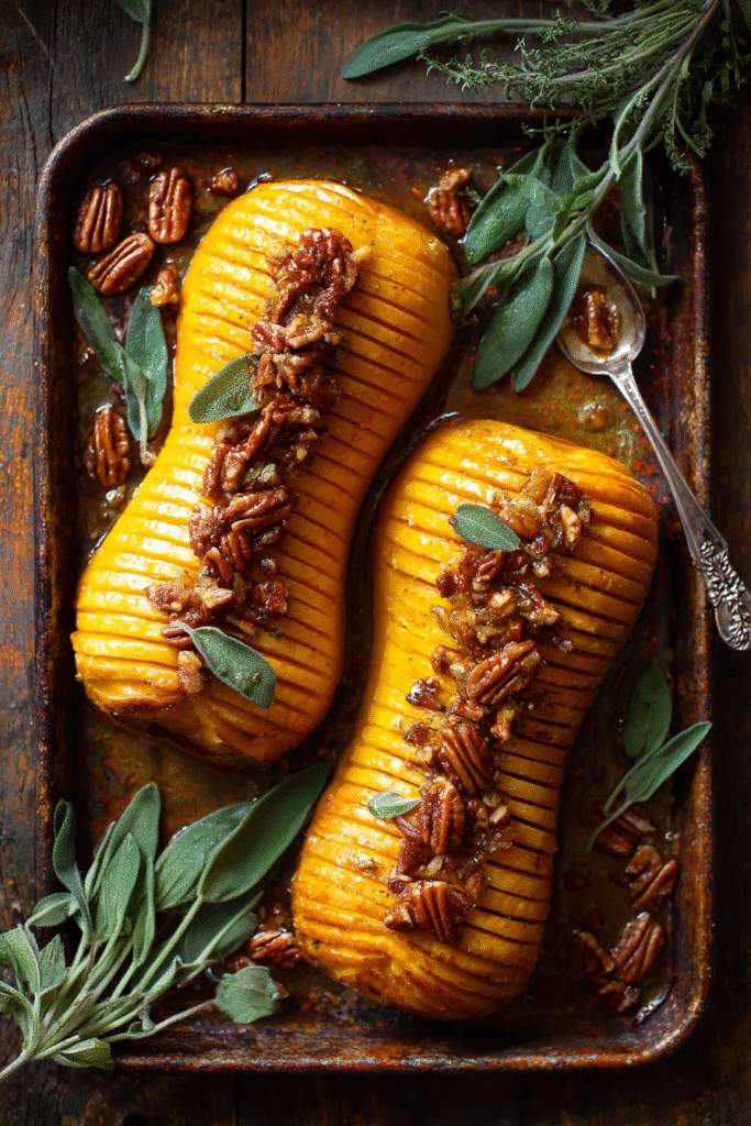 thanksgiving resource guide roasted hasselback butternut squash with herbs