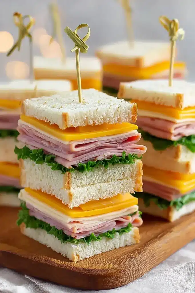 Juicy Mini Sandwiches for Parties with ham cheese and lettuce