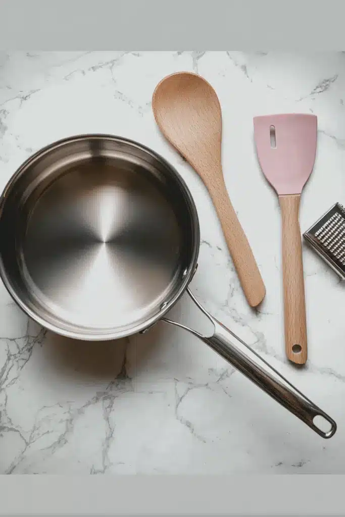 Saucepan and utensils for making the best homemade cranberry sauce
