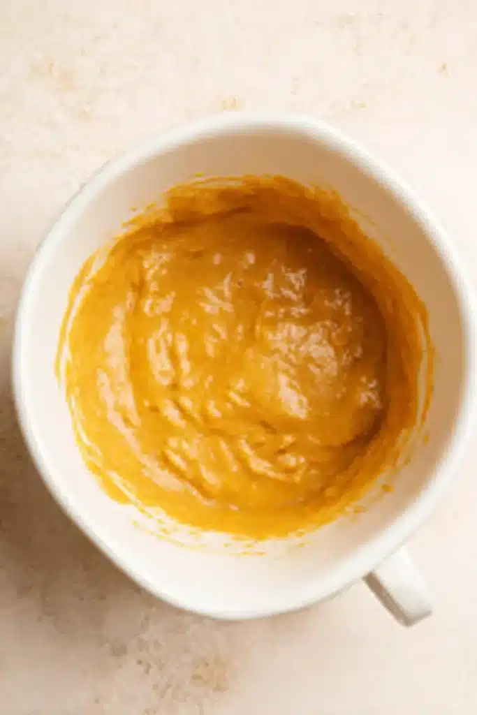 Pumpkin batter in a white bowl for the best pumpkin cupcakes recipe