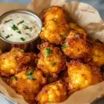 Alapeno corn nuggets with cheese and jalapeño, crispy and golden.