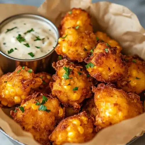 Alapeno corn nuggets with cheese and jalapeño, crispy and golden.
