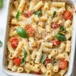 Delicious baked feta pasta perfect for Christmas dinner.