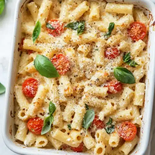 Delicious baked feta pasta perfect for Christmas dinner.
