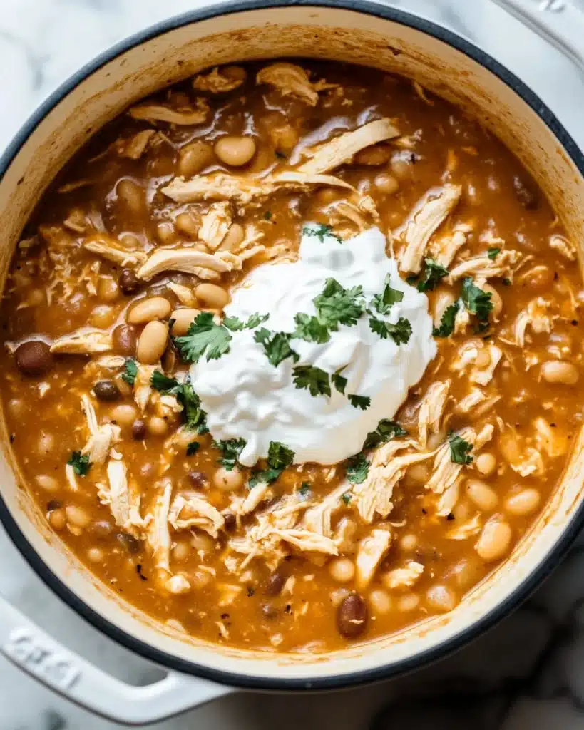 Delicious creamy white chicken chili for a comforting meal.