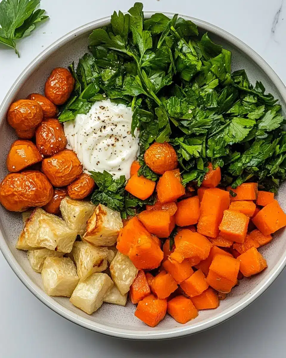 Glow Bowl Recipe Ingredients Fresh ingredients for a Glow Bowl recipe including chickpeas and roasted vegetables.