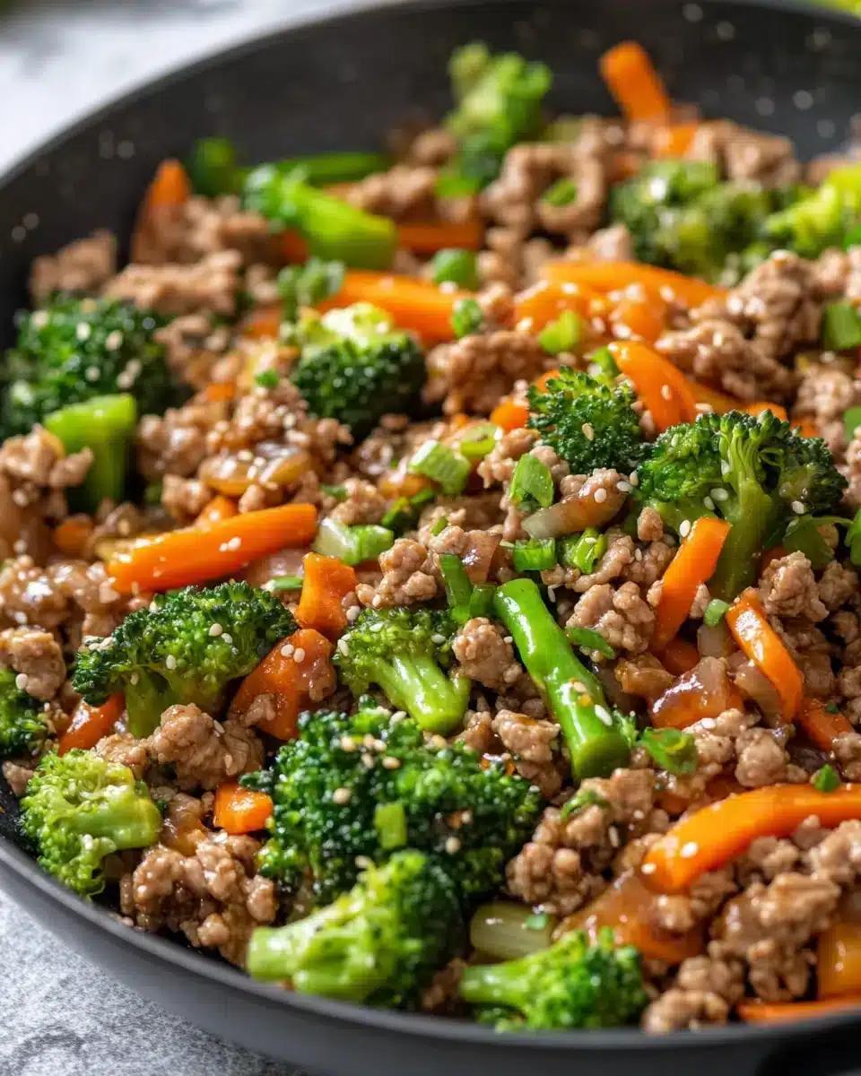 Ground Turkey Teriyaki Stir Fry Recipe Delicious ground turkey teriyaki stir fry with broccoli and carrots.