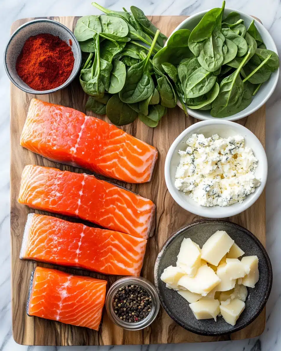 Delicious Stuffed Salmon Recipe Ingredients mouthwatering stuffed salmon recipe with fresh ingredients