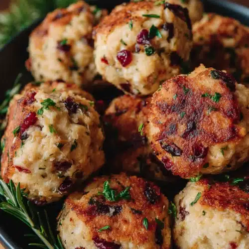 crispy cranberry turkey stuffing balls with herbs