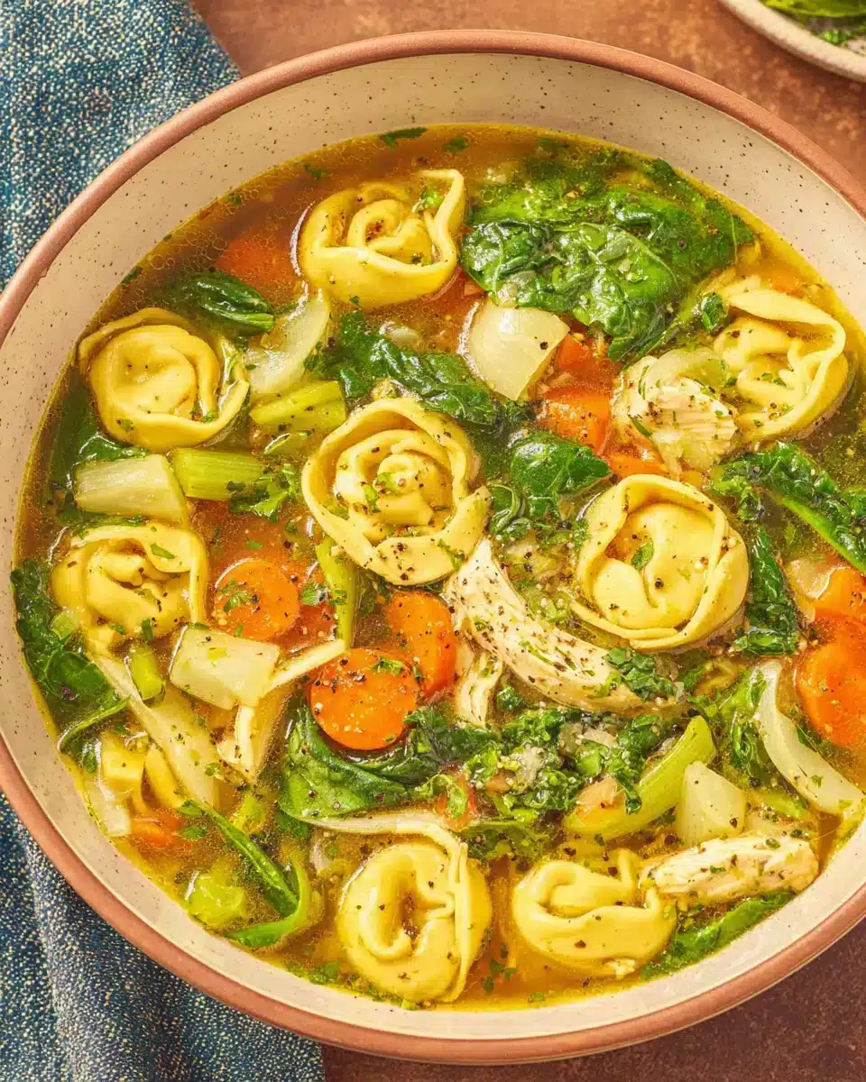 Hearty Chicken Tortellini Soup Recipe Delicious chicken tortellini soup recipe with fresh ingredients.