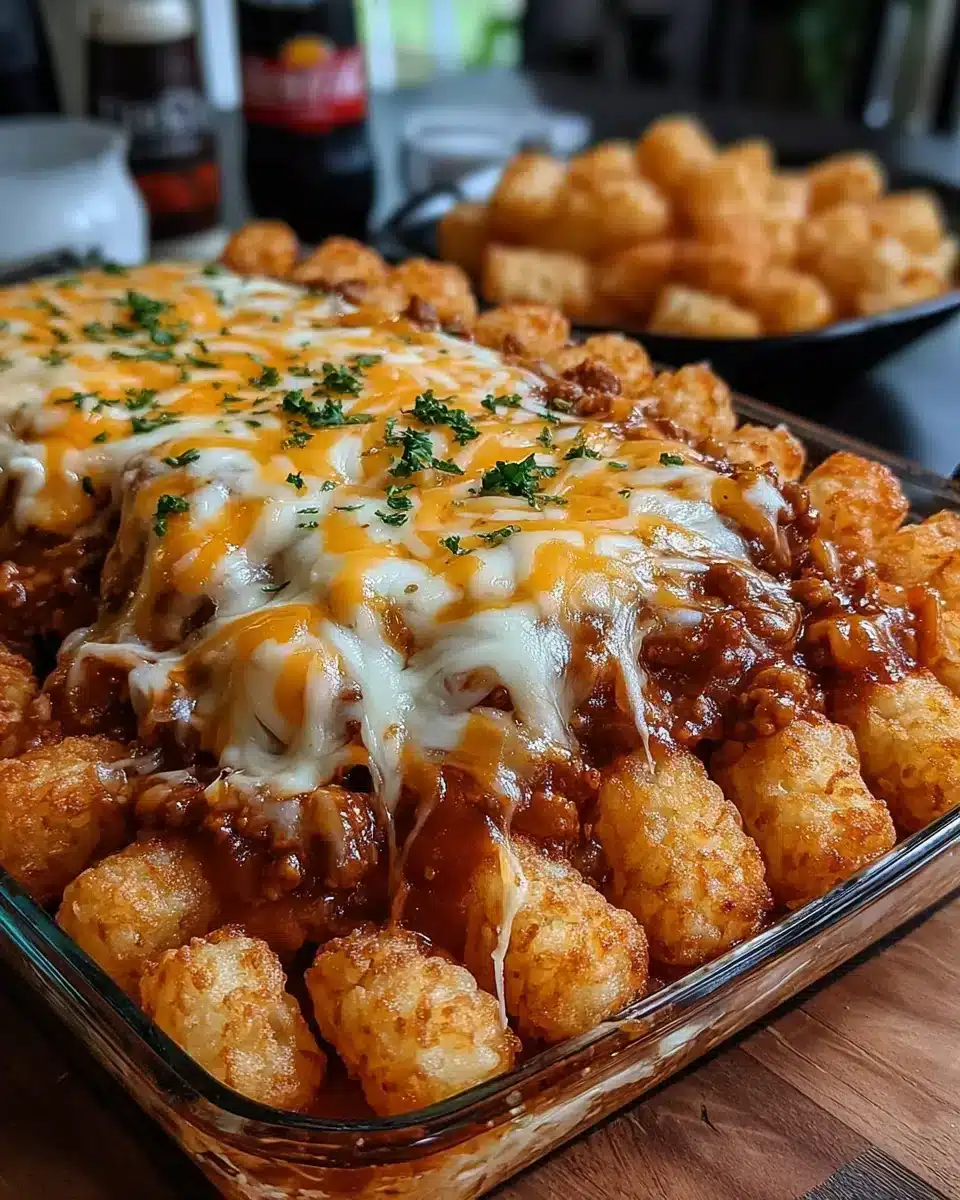Easy Chili Cheese Tater Tot Casserole Recipe Chili cheese tater tot casserole recipe that's easy to make and family-friendly.