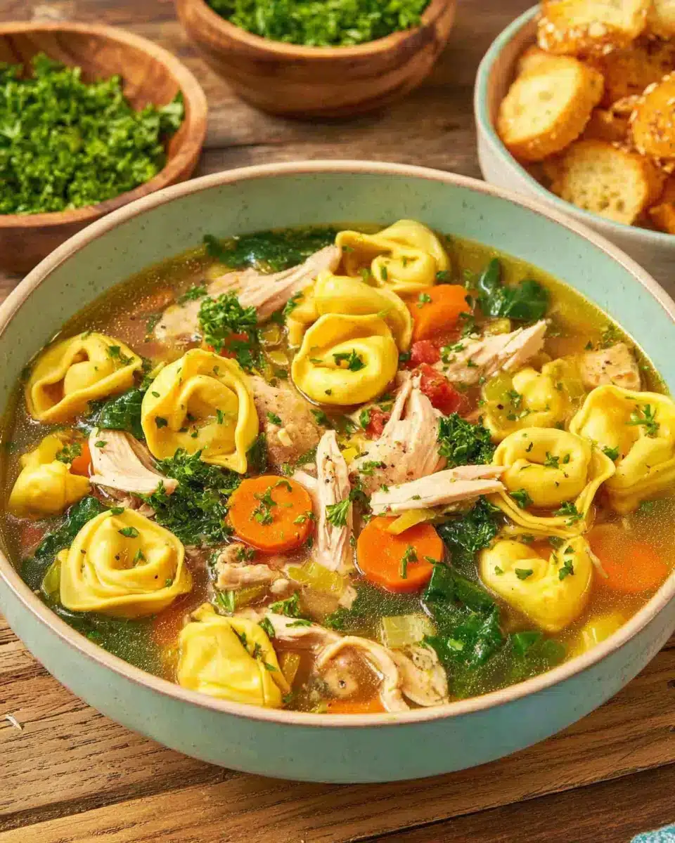 Delicious Easy Chicken Tortellini Soup Recipe easy chicken tortellini soup recipe filled with chicken and vegetables