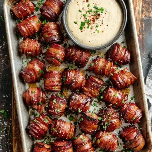 Delicious hasselback kielbasa bites served with a creamy dip.