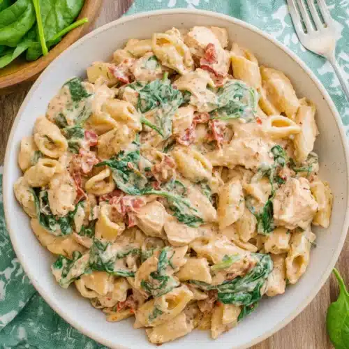 Delicious Healthy Tuscan Chicken Pasta packed with nutrients.