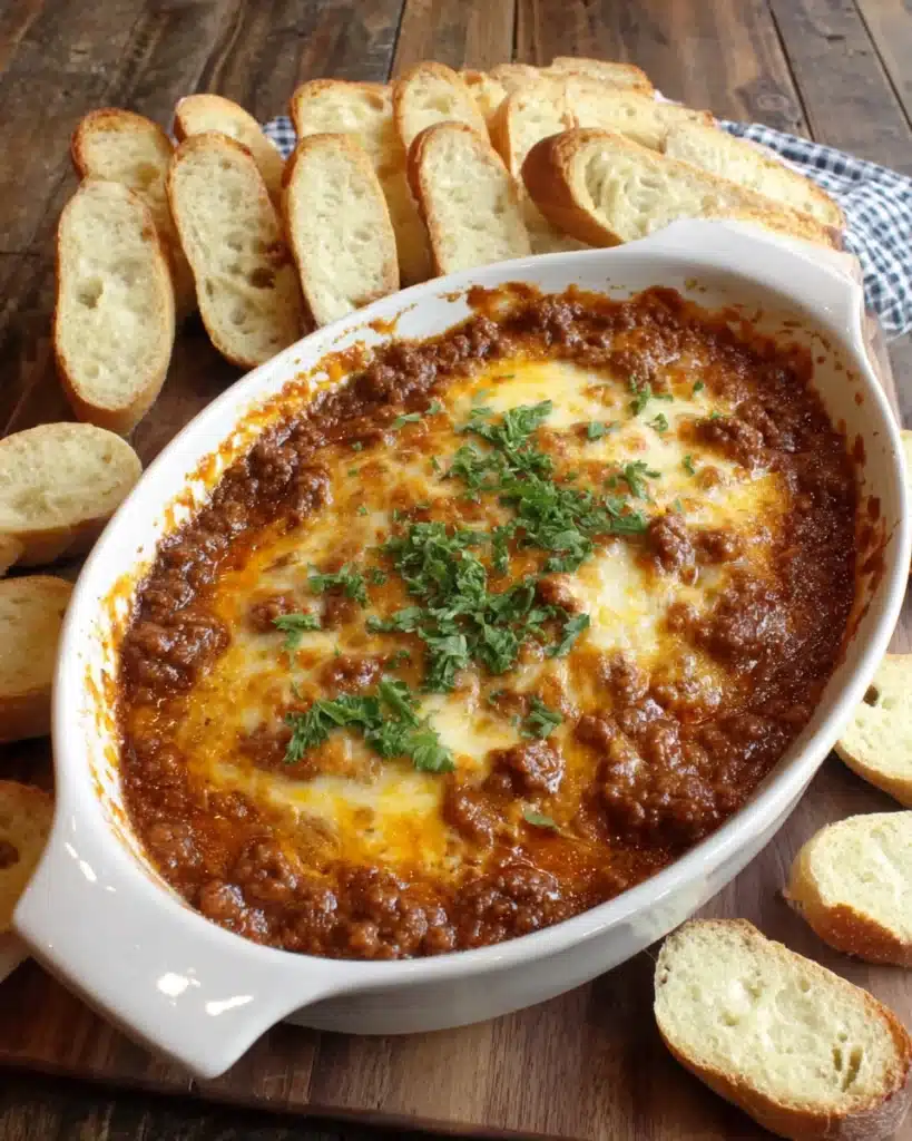 Delicious hot sloppy joe dip, a perfect crowd-pleaser for gatherings.
