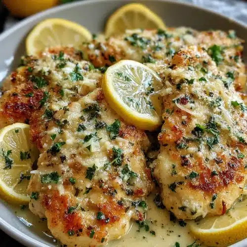 Delicious Lemon Chicken Romano topped with lemon and parsley
