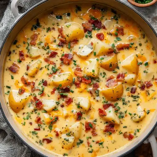 Delicious Outback Steakhouse potato soup recipe in a pot, perfect for chilly nights.