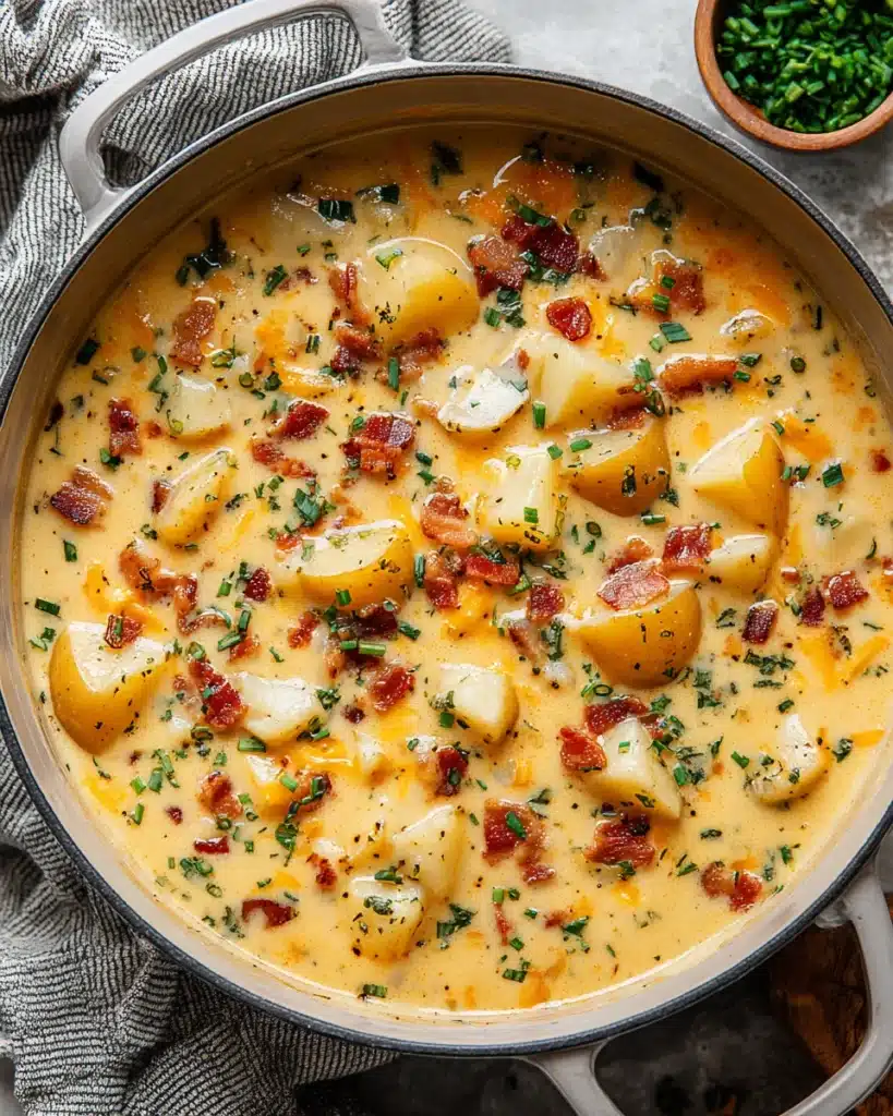 Delicious Outback Steakhouse potato soup recipe in a pot, perfect for chilly nights.