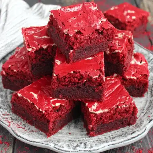 Delicious red velvet brownies perfect for Valentine's Day.