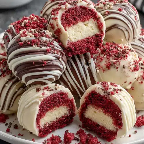Delicious Red Velvet Cheesecake Bites perfect for Valentine's Day.