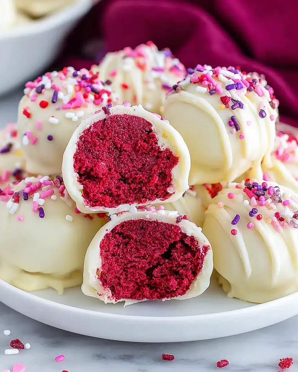 Delicious red velvet truffles for Valentine's Day.
