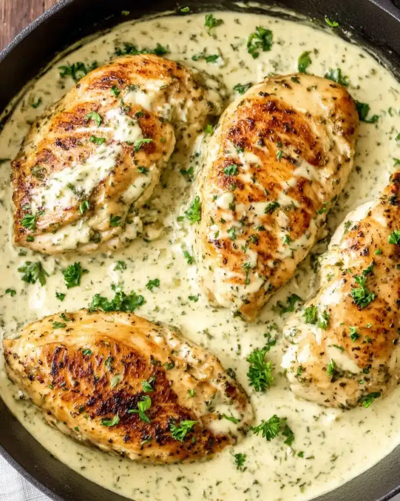 Delicious ultimate crock pot ranch chicken served with creamy sauce.