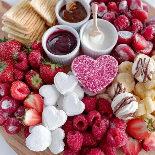 Delicious Valentine’s Day Dessert Board with fruits and sweet treats.