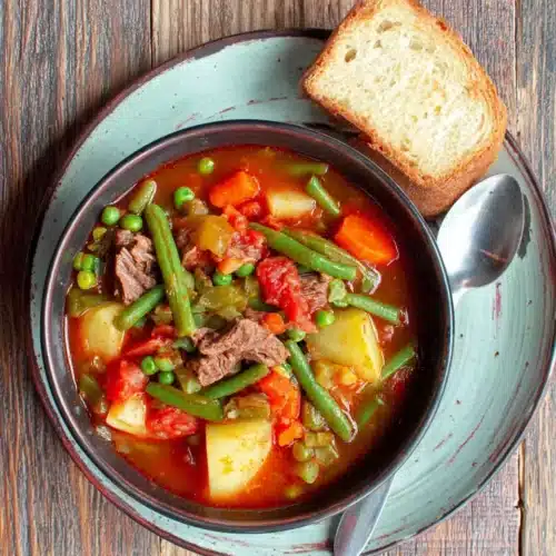 Delicious vegetable beef soup packed with nutrients.