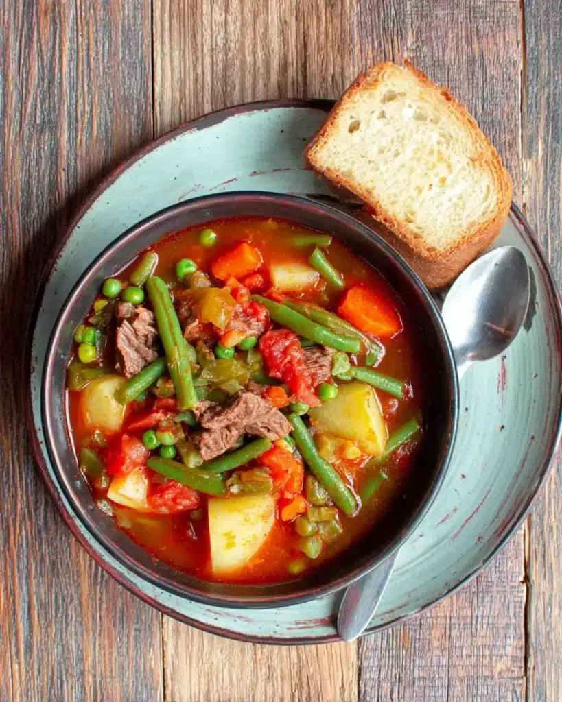 Delicious vegetable beef soup packed with nutrients.